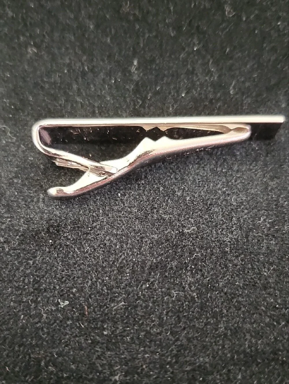 Vintage Swank Silver Flag Cufflinks & Tie Clip Set with Crystal Accents